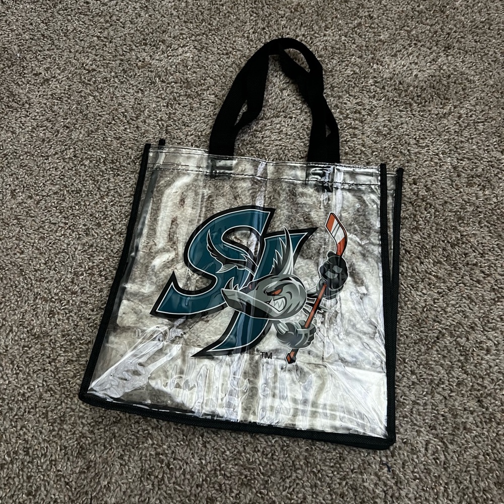 NHL Hockey San Jose Sharks Clear Tote Arena Bag 12”x12”